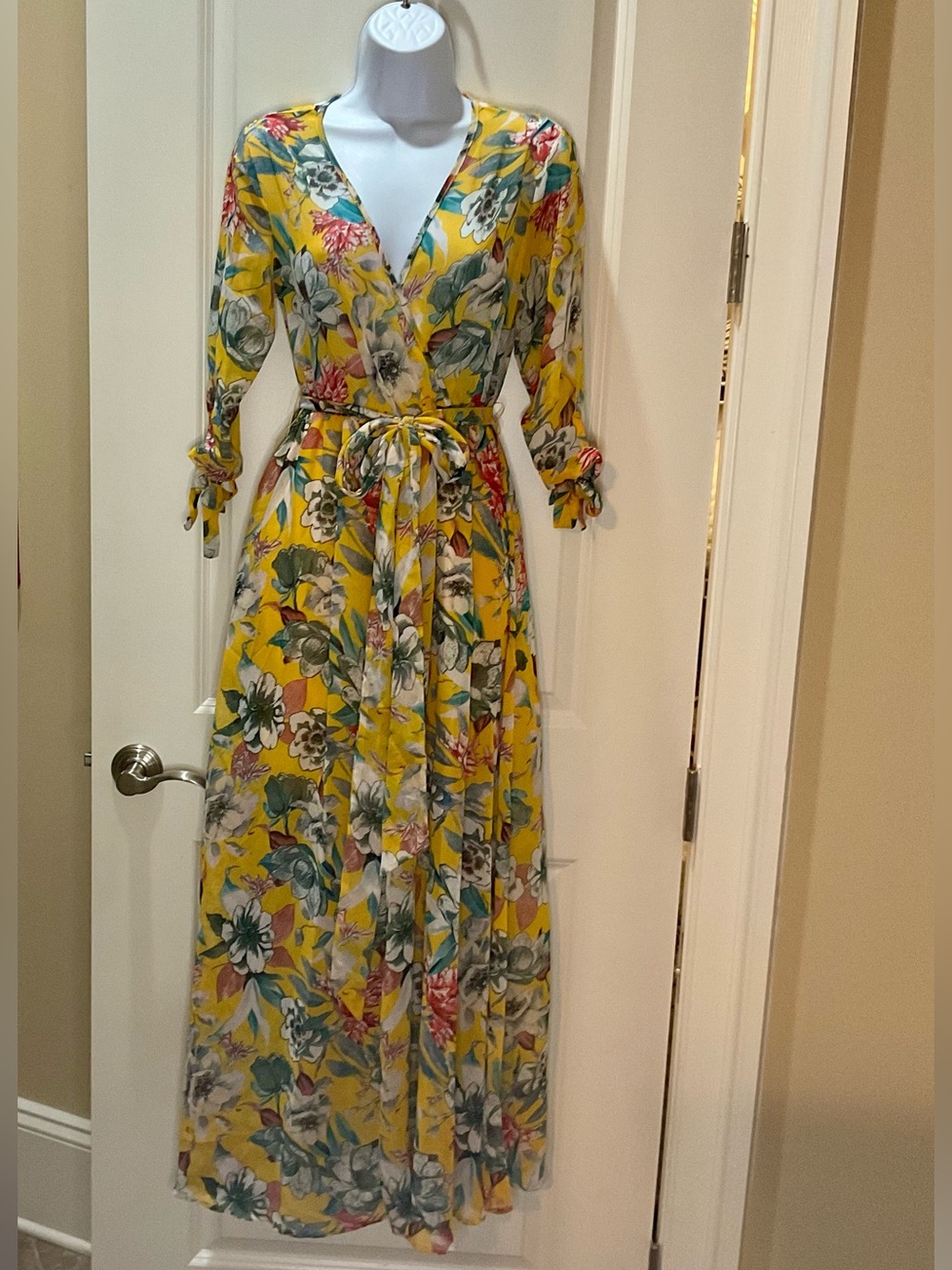 Haani Floral Maxi Dress Yellow Multicolor Size S